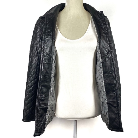 Kenneth Cole Reaction Genuine Quilted Black Leather Jacket Size Small - Picture 7 of 16